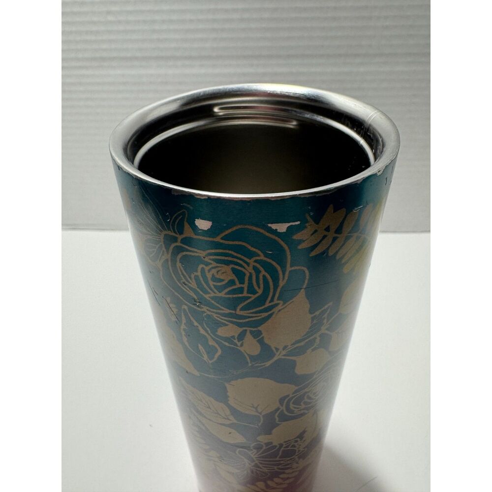 Starbucks Fall 2020 Teal Berry Pink Ombre Floral Stainless Steel Tumbler 16oz